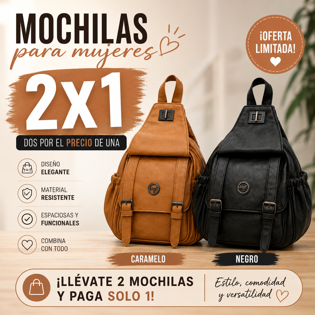 Mochila mujer 2x1 -  Tu nueva mochila favorita💼💕