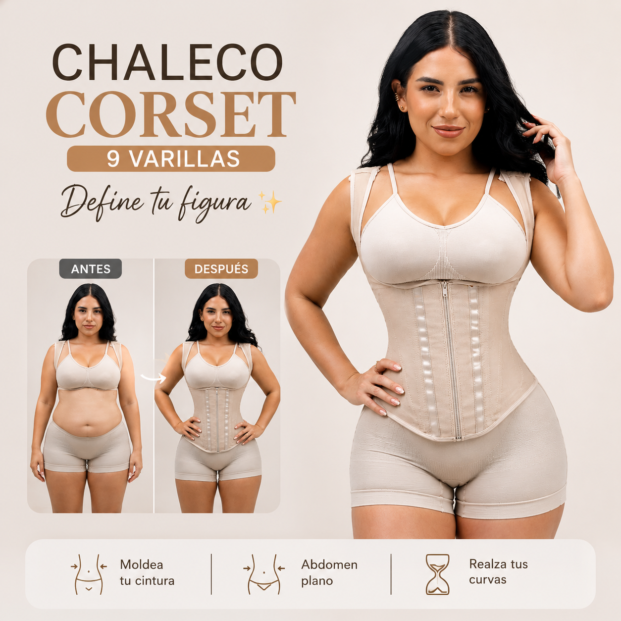 CHALECO CORSET 9 VARILLAS - Define tu figura ✨