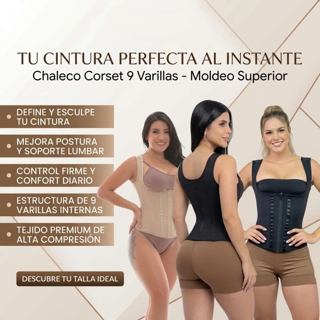 Chaleco Faja Corset 9 Varillas: Moldea Tu Cintura, Mejora Tu Figura y Luce Más Segura 🔥