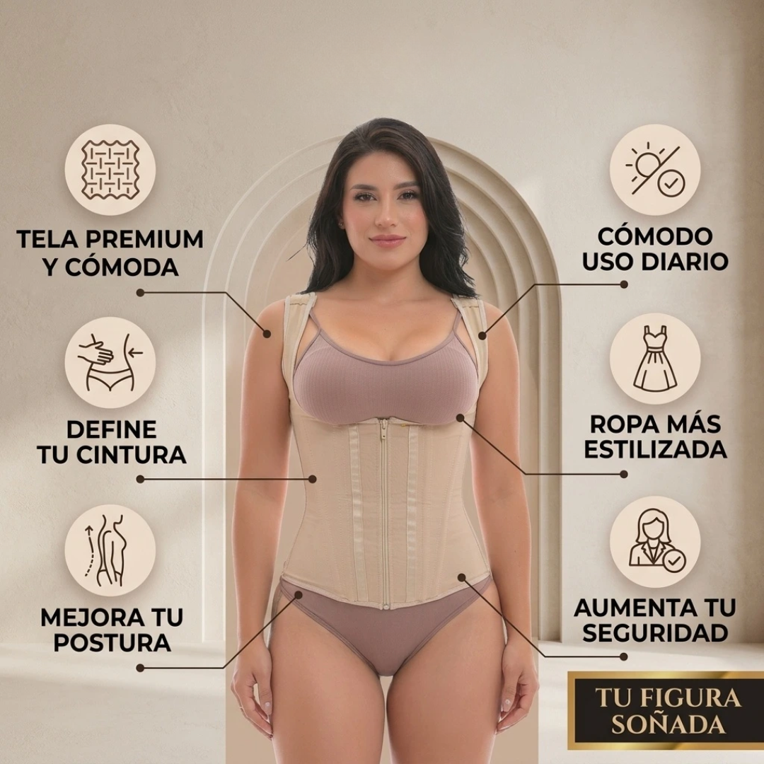 Chaleco Faja Corset 9 Varillas: Moldea Tu Cintura, Mejora Tu Figura y Luce Más Segura 🔥